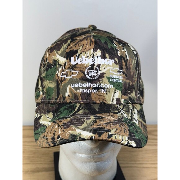 Vintage Chevrolet Uebelhoer & Sons Jasper Indiana Dealership Snapback Hat‎ Camo - Picture 1 of 8